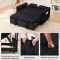 Velvet 3 - in - 1 Convertible Sofa Bed - USB Charging, Adjustable Backrest Pull - Out Couch Loveseat Sleeper for Living Room, Apartment & Small Space, Black