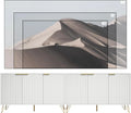 Fluted TV Stand for 100 in TV, Modern TV Stand Console, White Entertainment Center with Storage Cabinets, Adjustable Shelves & Gold Handles, Wood Media Cabinet for Living Room