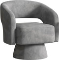 Bonzy Home 360° Swivel Barrel Chair, Velvet Accent Armchair for Living Room, Bedroom & Office, Gray