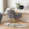 Furniture Office Chair, Artificial Rabbit Hair Makeup Vanity Chair Chair, 360 Comfy Swivel Armchair with Wheels, Modern Height Adjustable Cute Vanity Chair for Living Room Small Spaces Pink