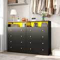 4 - Drawer Black Wood Dresser with LED Lights, Modern Chest of Drawers for Bedroom, Living Room