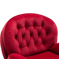 Swivel Accent Chair with Ottoman, Velvet Single Sofa Reading Chair with Metal Frame, Modern Tufted Armchair Comfy Lounge Chairs with Footrest for Living Room, Bedroom, Office, Red