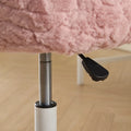 Furniture Office Chair, Artificial Rabbit Hair Makeup Vanity Chair Chair, 360 Comfy Swivel Armchair with Wheels, Modern Height Adjustable Cute Vanity Chair for Living Room Small Spaces Pink