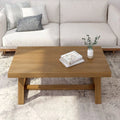 Plank+Beam Farmhouse Coffee Table, 48" Solid Wood Tables for Living Room, Rectangular Center Table