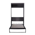 Euroco Wood Full Size Murphy Wall Bed with Wardrobe and Drawers for Living Room, Moveable Wardrobe and Drawers, Space - Saving & Easy Open and Close for Kids Teens Adults, Gray