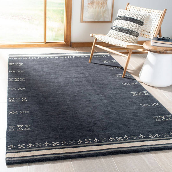 Santiago Handmade Wool Charcoal Rug AllModern Rug Size: Round 6'