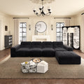 144" Oversized Modular Sectional Sofa, Deep Seat Chenille Cloud Couch with Chaise, L - Shaped Sparkling 5 Seat Sofa Couch for Living Room, Black
