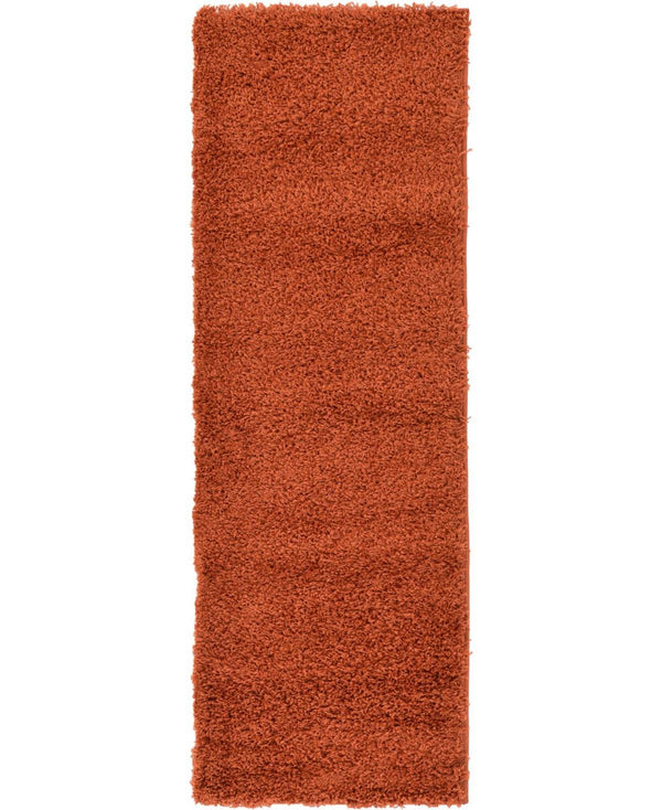 Unique Loom Solid Shag Terracotta 6 ft. Runner Rug