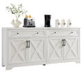 Trumanpick 61"h Large Buffet Sideboard Cabinet, TV Cabinet, Kitchen Pantry for Dining Room, Living Room, 61.3''L x 15''W x 29.8''H, White/Walnut