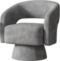 Bonzy Home 360° Swivel Barrel Chair, Velvet Accent Armchair for Living Room, Bedroom & Office, Gray