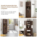 Chvans Farmhouse 68" Tall Corner Cabinet W/4 Barn Doors, 5 Tier Bookcase Storage Cabinet with Adjustable Shelves, Corner Storage Cabinet for Bathroom, Living Room, Kitchen, Brown