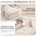 Muumblus Oversized Lounge Chair with Ottoman, Cloud Accent Armchair for Living Room, Beige Chenille