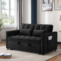 Convertible Sofa Bed, 3 - in - 1 Sleeper Sofa with Pull Out Bed, Sleeper Futon Couch Loveseat with Adjsutable Backrest and Pillows for Living Room, Black