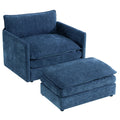 Muumblus Oversized Lounge Chair with Ottoman, Cloud Accent Armchair for Living Room, Beige Chenille