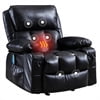Leather Massage Recliner Chair, Modern Electric Power Rocker with Heated Massage, Ergonomic Lounge Chair, SEGMART Single Sofa Seat with Drink Holders for Living Room, Black and Brown