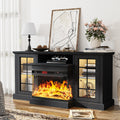 Easoger Fireplace TV Stand for Tvs up to 65", 12 Flame Colors&12 LED Light Colors, TV Console with 3-Sided Glass Fireplace, for Living Room, Gray