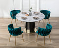 Guyou Velvet Dining Chair Set of 2, Modern Upholstered Accent Side Chair with Woven Back and Metal Legs, Vanity Chair Kitchen Chair for Living Room Dining Room Bedroom, Teal Green