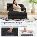 ZAFLY 44" Modern Corduroy Accent Armchair with Storage Ottoman for Living Room, Black