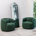 34" Wide Boucle Swivel Barrel Chair, No Assembly Round Upholstered Armchair Accent Chair Single Sofa Chair with Toss Pillow for Living Room and Bedroom, Taupe