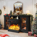 Easoger Fireplace TV Stand for Tvs up to 65", 12 Flame Colors&12 LED Light Colors, TV Console with 3-Sided Glass Fireplace, for Living Room, Gray