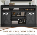 Mayincolor Farmhouse TV Stand for 65+ Inch TV, 34'' Tall Entertainment Center with Sliding Barn Doors, Rustic Wood Media Console Storage Cabinet Television Stand for Living Room, Light Grey