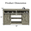 Mayincolor Farmhouse TV Stand for 65+ Inch TV, 34'' Tall Entertainment Center with Sliding Barn Doors, Rustic Wood Media Console Storage Cabinet Television Stand for Living Room, Light Grey