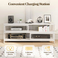 Mayincolor Farmhouse TV Stand for 65+ Inch TV, 34'' Tall Entertainment Center with Sliding Barn Doors, Rustic Wood Media Console Storage Cabinet Television Stand for Living Room, Light Grey