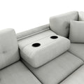 87" Modular Sectional Sleeper Sofa with Pull Out Bed, Convertible L - Shaped Couch with Ottoman, USB Ports and Two Cup Holders for Living Room, Apartment, Bedroom, Gray