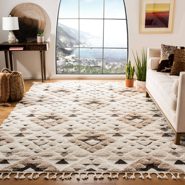 Safavieh Moroccan Tassel Shag MTS688A Ivory /Brown Rug - 8' x 10'