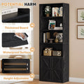 Furmax 1 Piece 4 - Shelf Farmhouse Bookcases 4 - Tier Bookshelf with Adjustable Shelves&Doors, Storage Cabinet for Home Living Room, Kitchen, Office, White