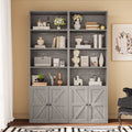 Furmax 1 Piece 4 - Shelf Farmhouse Bookcases 4 - Tier Bookshelf with Adjustable Shelves&Doors, Storage Cabinet for Home Living Room, Kitchen, Office, White