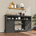 Mayincolor Farmhouse TV Stand for 65+ Inch TV, 34'' Tall Entertainment Center with Sliding Barn Doors, Rustic Wood Media Console Storage Cabinet Television Stand for Living Room, Light Grey