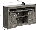 Mayincolor Farmhouse TV Stand for 65+ Inch TV, 34'' Tall Entertainment Center with Sliding Barn Doors, Rustic Wood Media Console Storage Cabinet Television Stand for Living Room, Light Grey