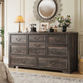 Enhomee Wood Dressers for Bedroom with 9 Drawers White Dresser Chest of Drawers for Living Room