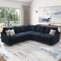HONBAY Rivet Corner Sofa L - Shaped Sofa Couch Reversible 4 - Seater Couch for Living Room and Apartment, Dark Blue