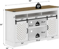 Mayincolor Farmhouse TV Stand for 65+ Inch TV, 34'' Tall Entertainment Center with Sliding Barn Doors, Rustic Wood Media Console Storage Cabinet Television Stand for Living Room, Light Grey