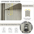 Home Floor Corner Cabinet with Adjustable Shelves and Two Doors, Triangle Bathroom Storage Cabinet, Modern Style Freestanding Floor Cabinet for Kitchen, Living Room and Hall, Oak