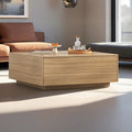 Blotout Square Coffee Table with 2 Large Drawers, 43" Mid Century Modern Coffee Table with Storage, Wood Cocktail Table Center Table with Storage for Living Room, Wood Grain