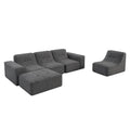 144" Oversized Modular Sectional Sofa, Deep Seat Chenille Cloud Couch with Chaise, L - Shaped Sparkling 5 Seat Sofa Couch for Living Room, Black