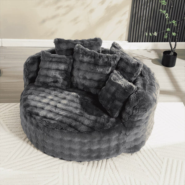 Wiilayok 58'' Oversized Chaise Lounge Chair Indoor, Thickened Backrest Sleeper Sofa Couch with Soft Pillows for Living Room, Gray