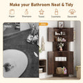 Chvans Farmhouse 68" Tall Corner Cabinet W/4 Barn Doors, 5 Tier Bookcase Storage Cabinet with Adjustable Shelves, Corner Storage Cabinet for Bathroom, Living Room, Kitchen, Brown