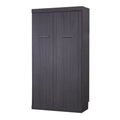 Euroco Wood Full Size Murphy Wall Bed with Wardrobe and Drawers for Living Room, Moveable Wardrobe and Drawers, Space - Saving & Easy Open and Close for Kids Teens Adults, Gray