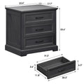 Hommpa Farmhouse 3 Drawers Nightstand with Charging Station, Rustic Wood Night Stand with Drawers for Bedroom, Vintage Bedside Table Small Dresser Chest of Drawers for Living Room, White