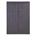 Euroco Wood Full Size Murphy Wall Bed with Wardrobe and Drawers for Living Room, Moveable Wardrobe and Drawers, Space - Saving & Easy Open and Close for Kids Teens Adults, Gray