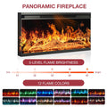 Easoger Fireplace TV Stand for Tvs up to 65", 12 Flame Colors&12 LED Light Colors, TV Console with 3-Sided Glass Fireplace, for Living Room, Gray