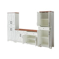 Trumanpick 61"h Large Buffet Sideboard Cabinet, TV Cabinet, Kitchen Pantry for Dining Room, Living Room, 61.3''L x 15''W x 29.8''H, White/Walnut