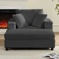 ZAFLY 44" Modern Corduroy Accent Armchair with Storage Ottoman for Living Room, Black