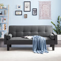 72" Convertible Loveseat Sofa Bed Sleeper Daybed, Modern Upholstered Folding Recliner, Small Futon Sofa for Living Room Apartment Office, Gray 02