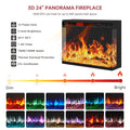 Easoger Fireplace TV Stand for Tvs up to 65", 12 Flame Colors&12 LED Light Colors, TV Console with 3-Sided Glass Fireplace, for Living Room, Gray