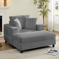 ZAFLY 44" Modern Corduroy Accent Armchair with Storage Ottoman for Living Room, Black